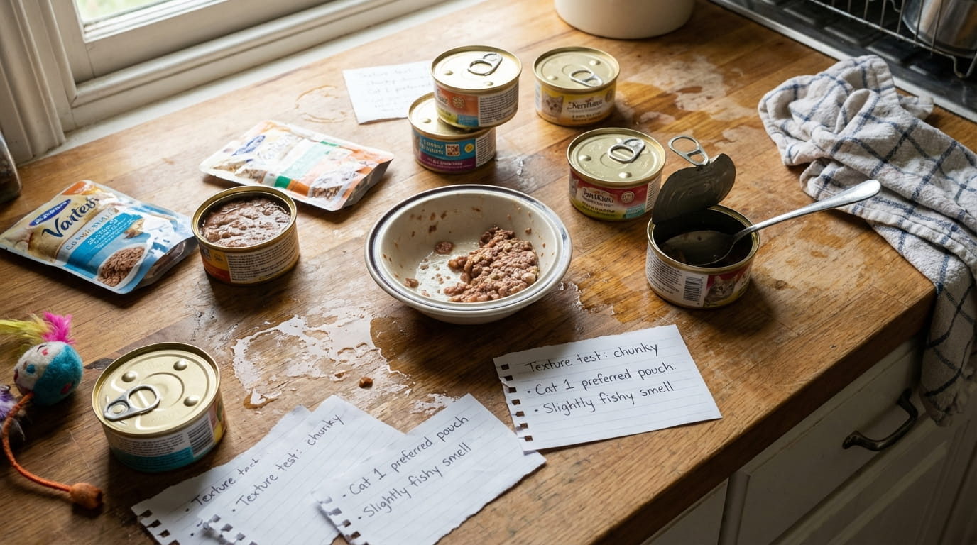 different brands of wet canned cat food