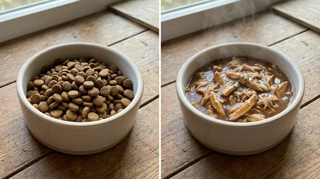 Comparing dry cat kibble and wet canned cat food nutrition