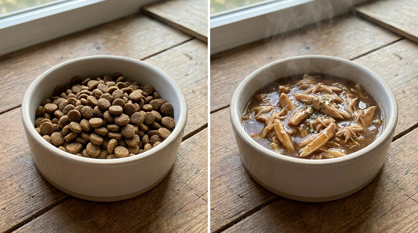 Comparing nutritionally complete cat food with plain human canned treats