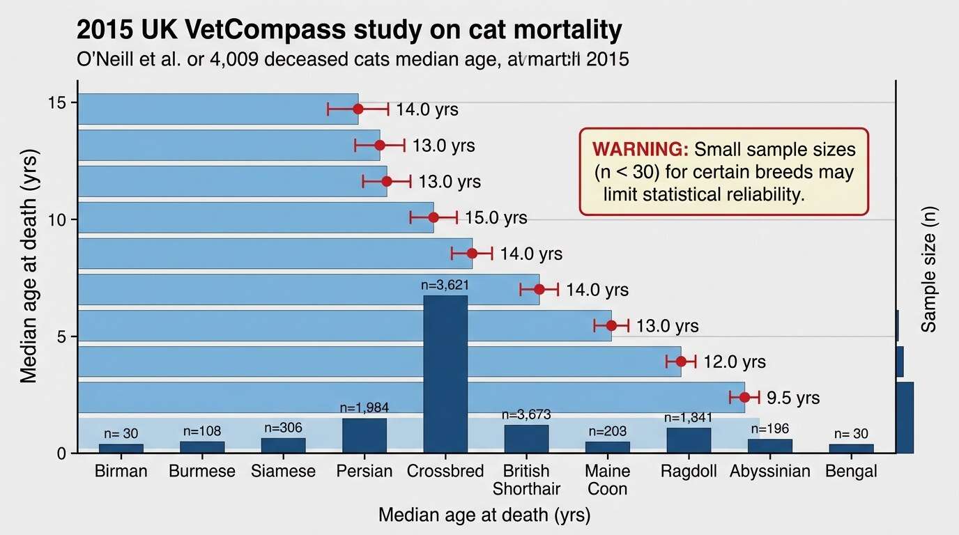 Average indoor cat lifespan breed longevity chart
