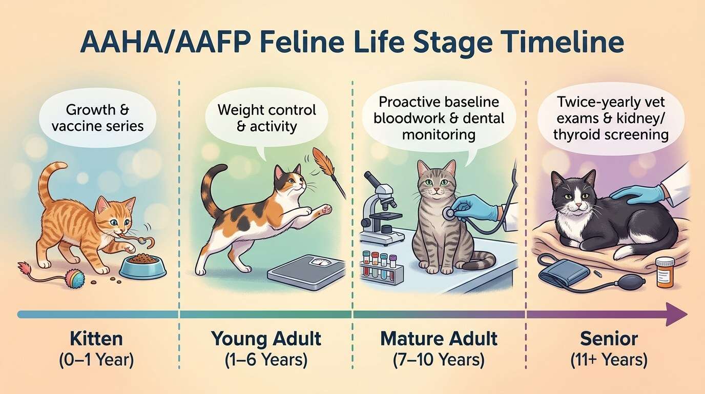 Average indoor cat lifespan life stage timeline