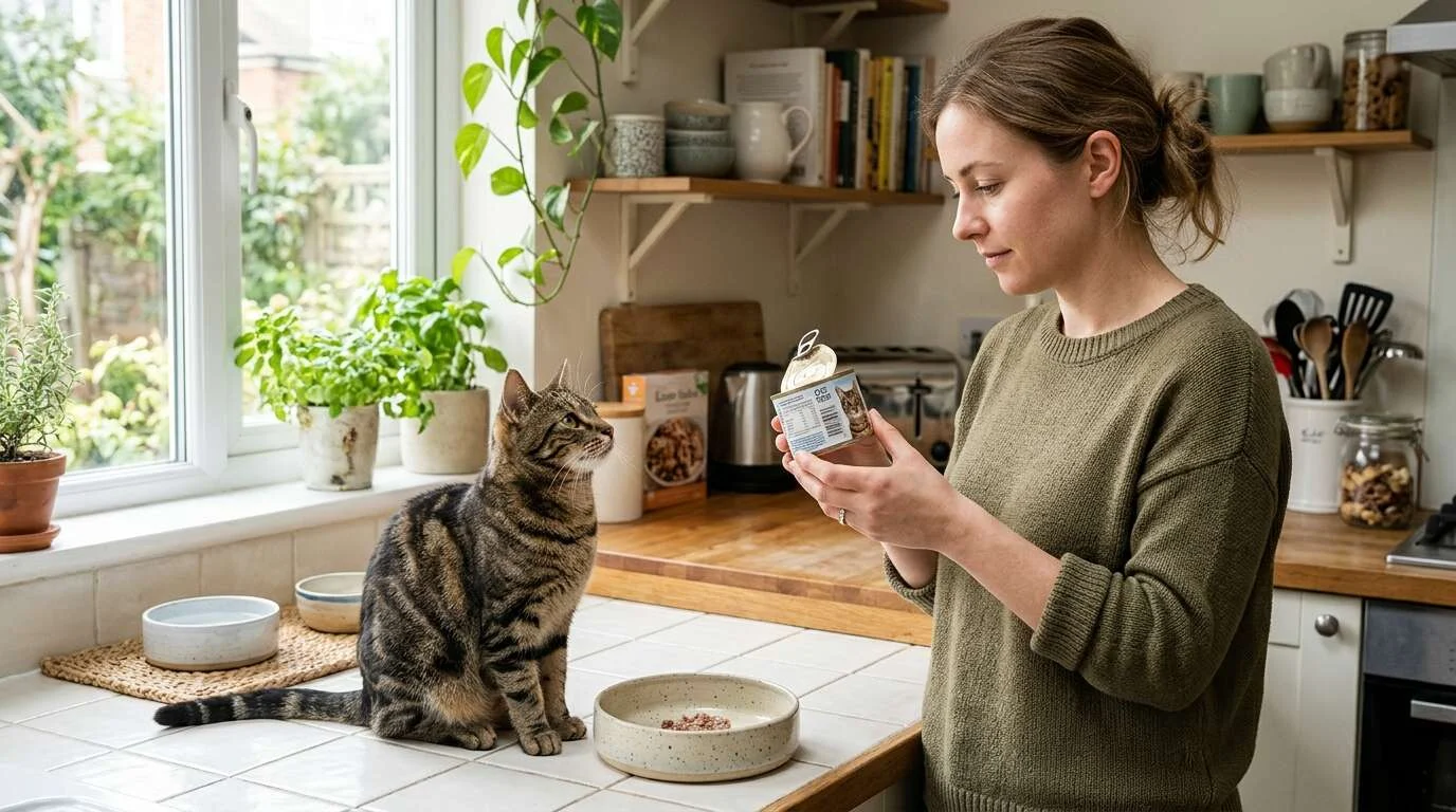 Best wet cat food indoor cats owner reading label