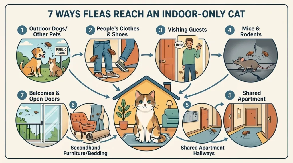 Can indoor cats get fleas seven routes infographic