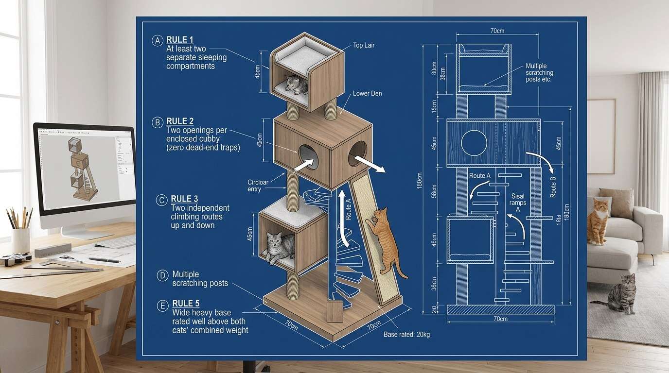 Cat condos for indoor cats two cat condo diagram