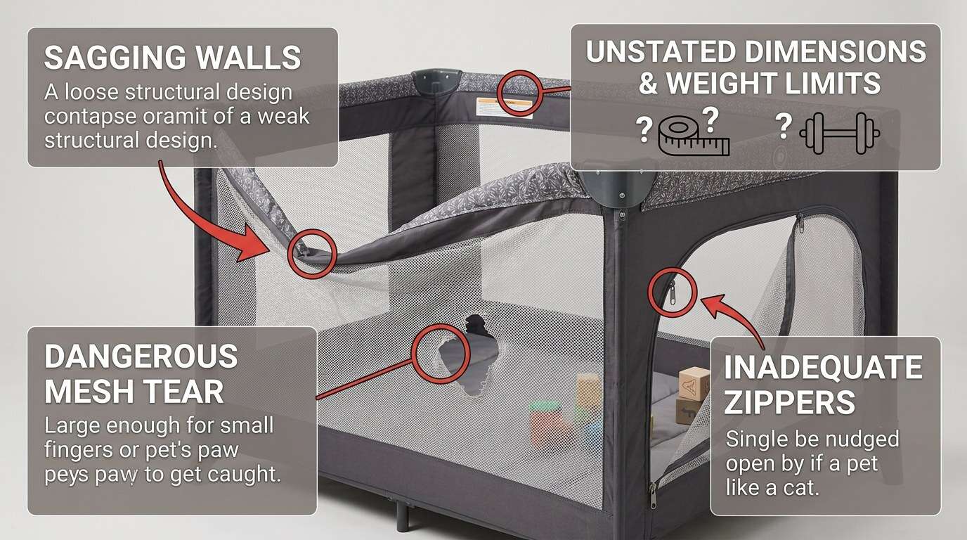 Cat playpen indoor red flags graphic