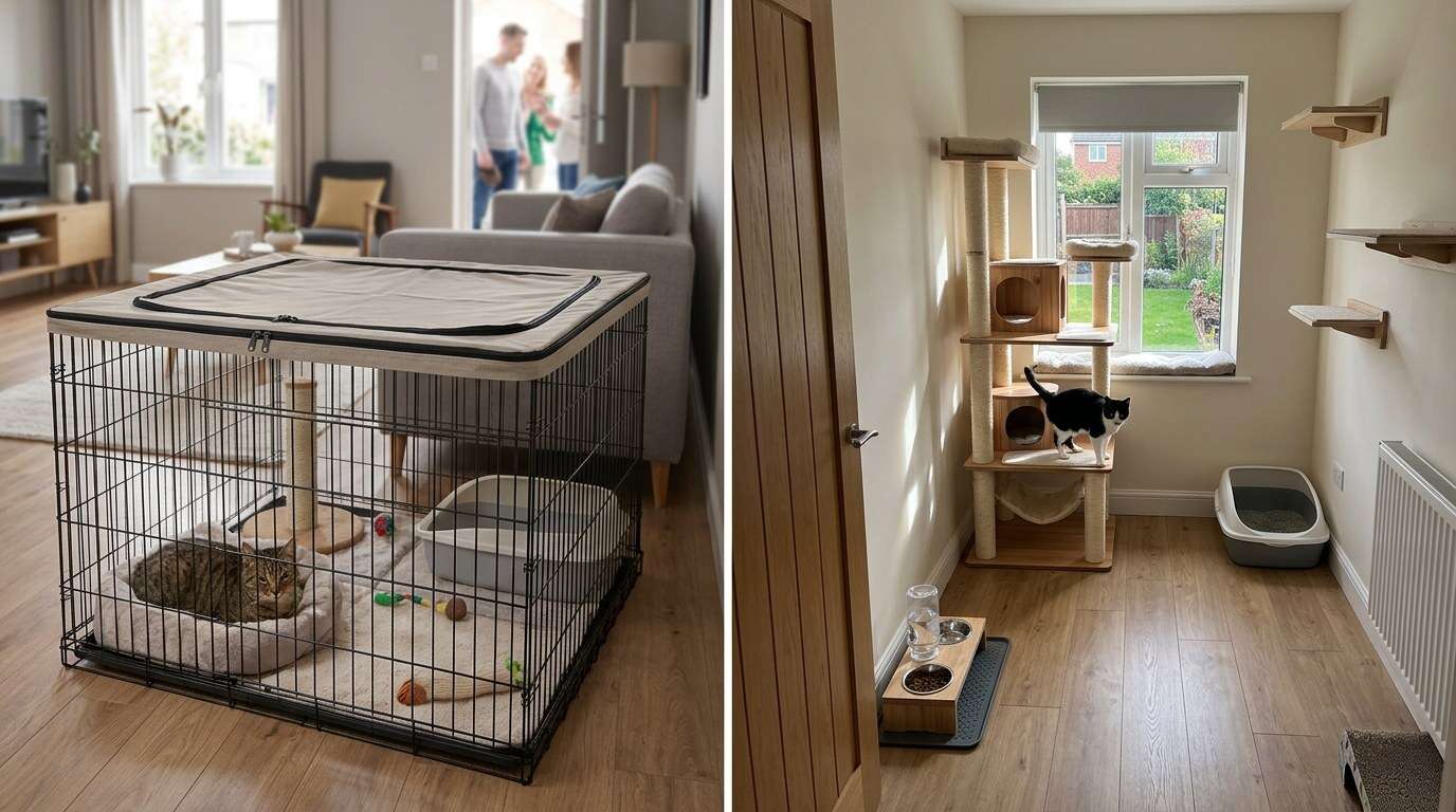 Cat playpen indoor time limits infographic