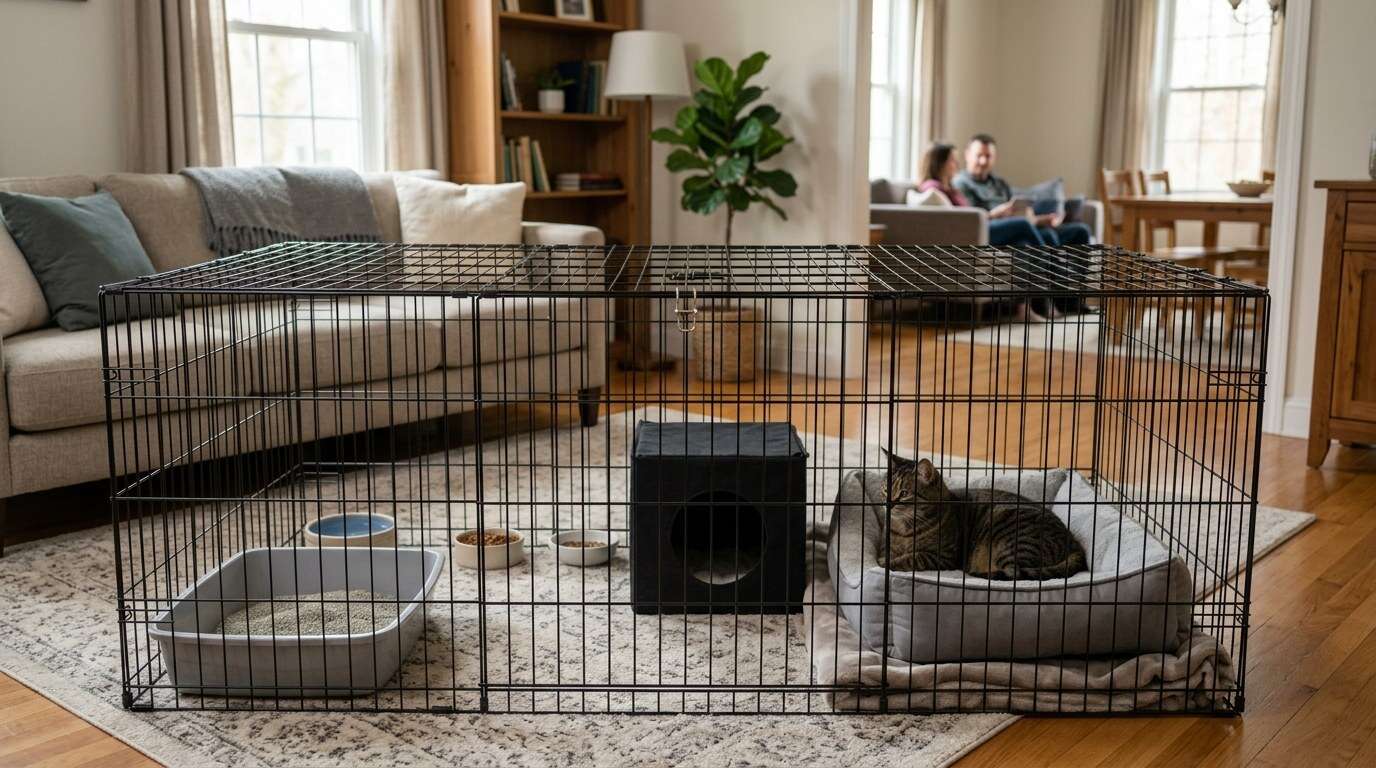 Cat playpen indoor wire playpen litter setup