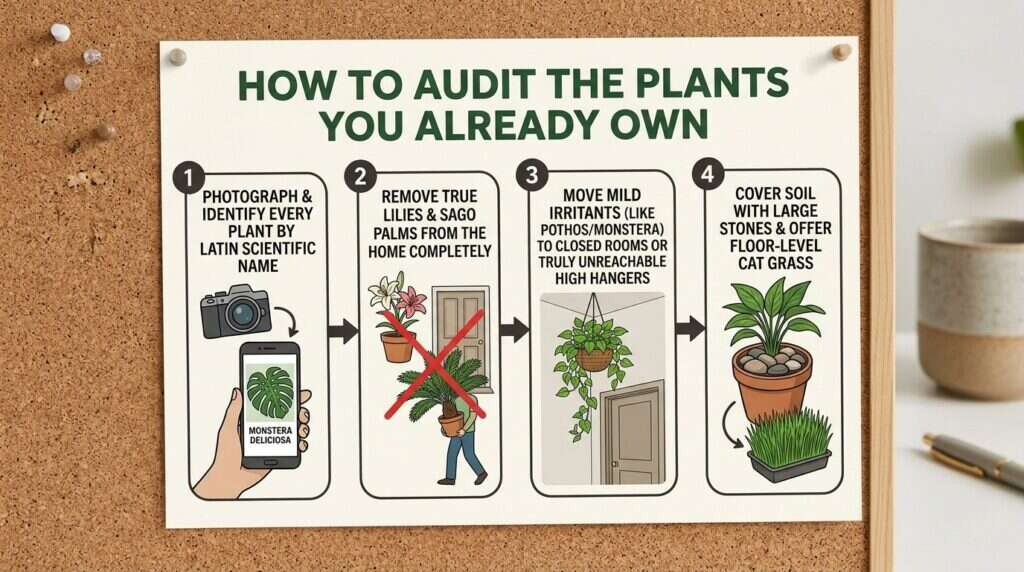 Cat safe indoor plants audit flowchart