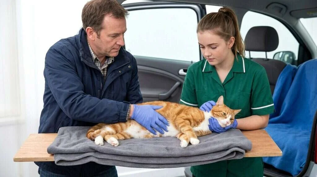 Cat window safety apartment vet checkup visit