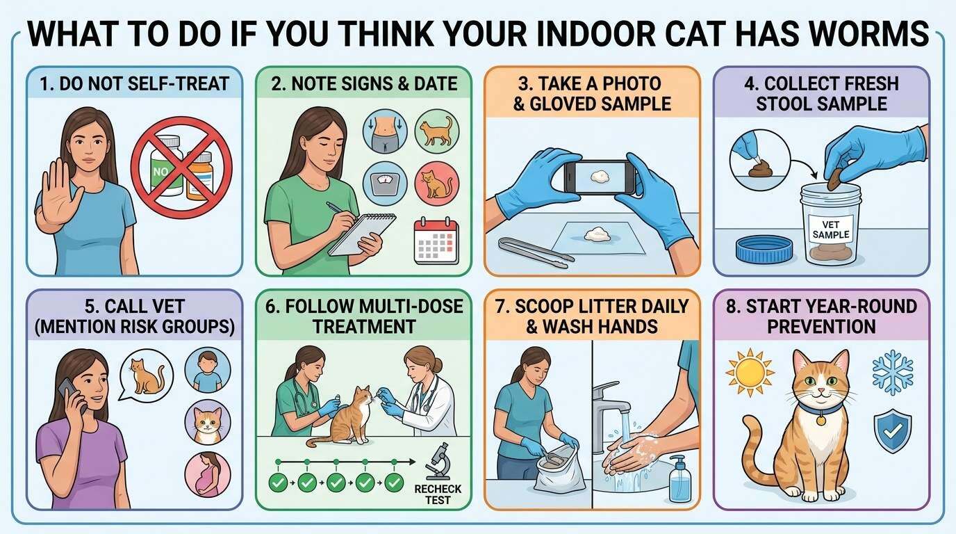 How do indoor cats get worms eight step action plan