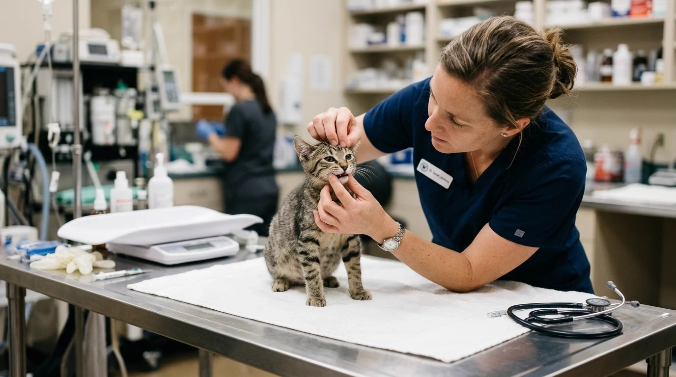 How do indoor cats get worms kitten vet exam