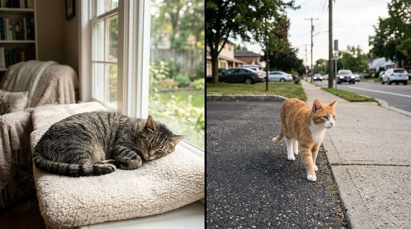How long do indoor outdoor cats live window perch harness split
