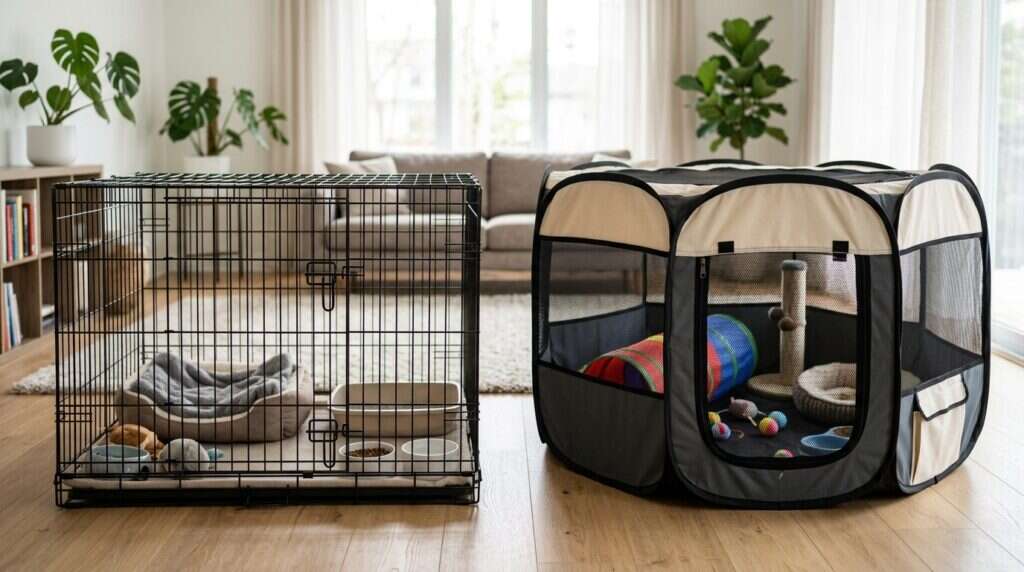 Indoor cat cage cage vs playpen