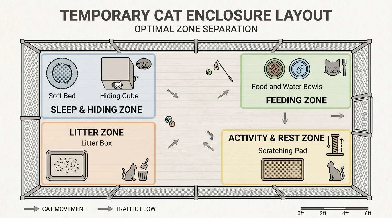Indoor cat cage layout diagram