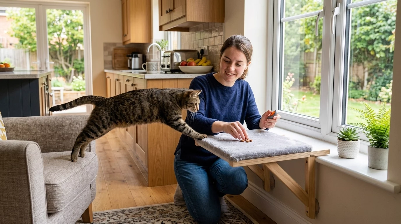 Indoor cat deterrent clicker training