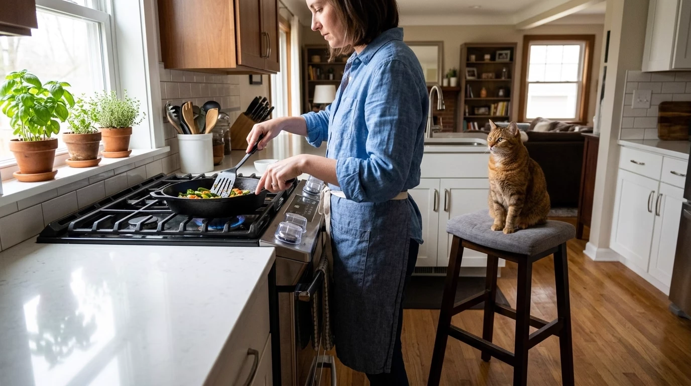 Indoor cat deterrent counter perch