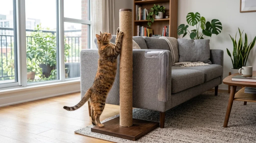 Indoor cat deterrent scratching post sofa