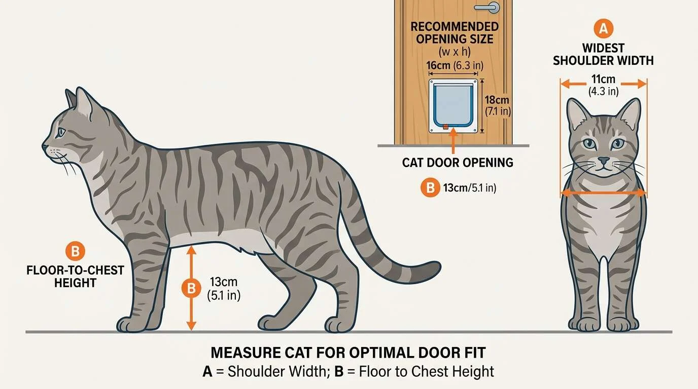 Indoor cat door sizing diagram