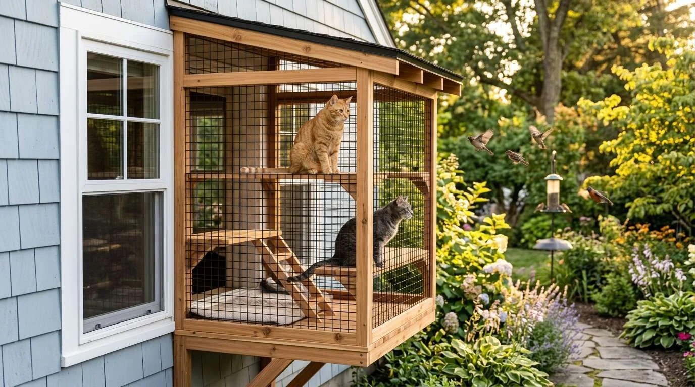 Indoor cat enclosure cedar catio garden