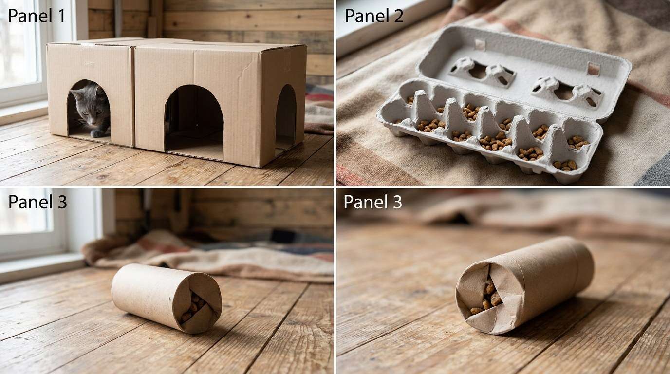 Indoor cat enrichment on a budget diy egg carton toys