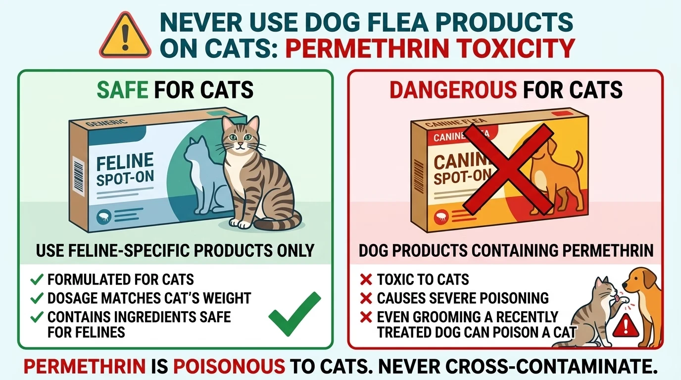 Indoor cat flea treatment dog product warning