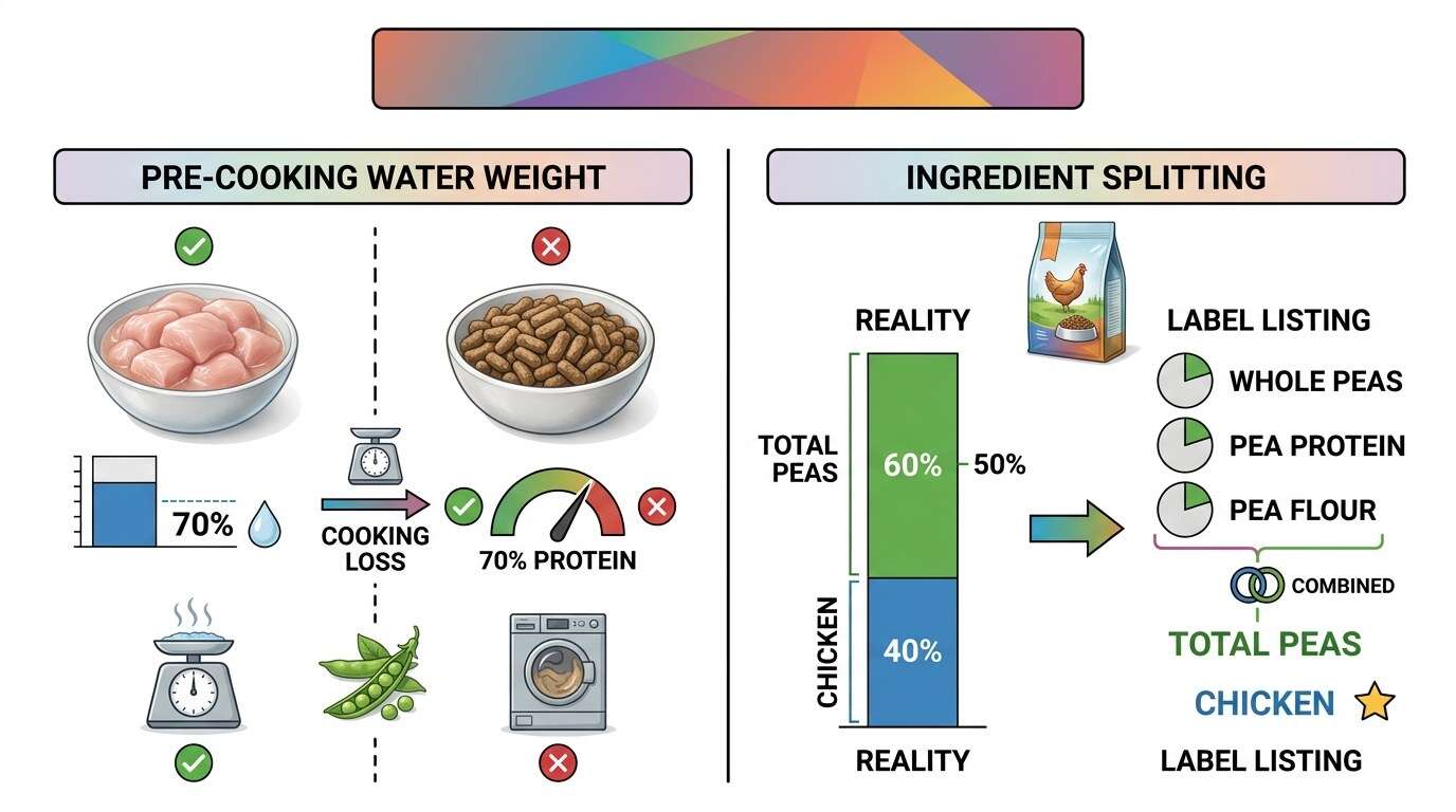 Indoor cat food marketing claims ingredient illusions diagram