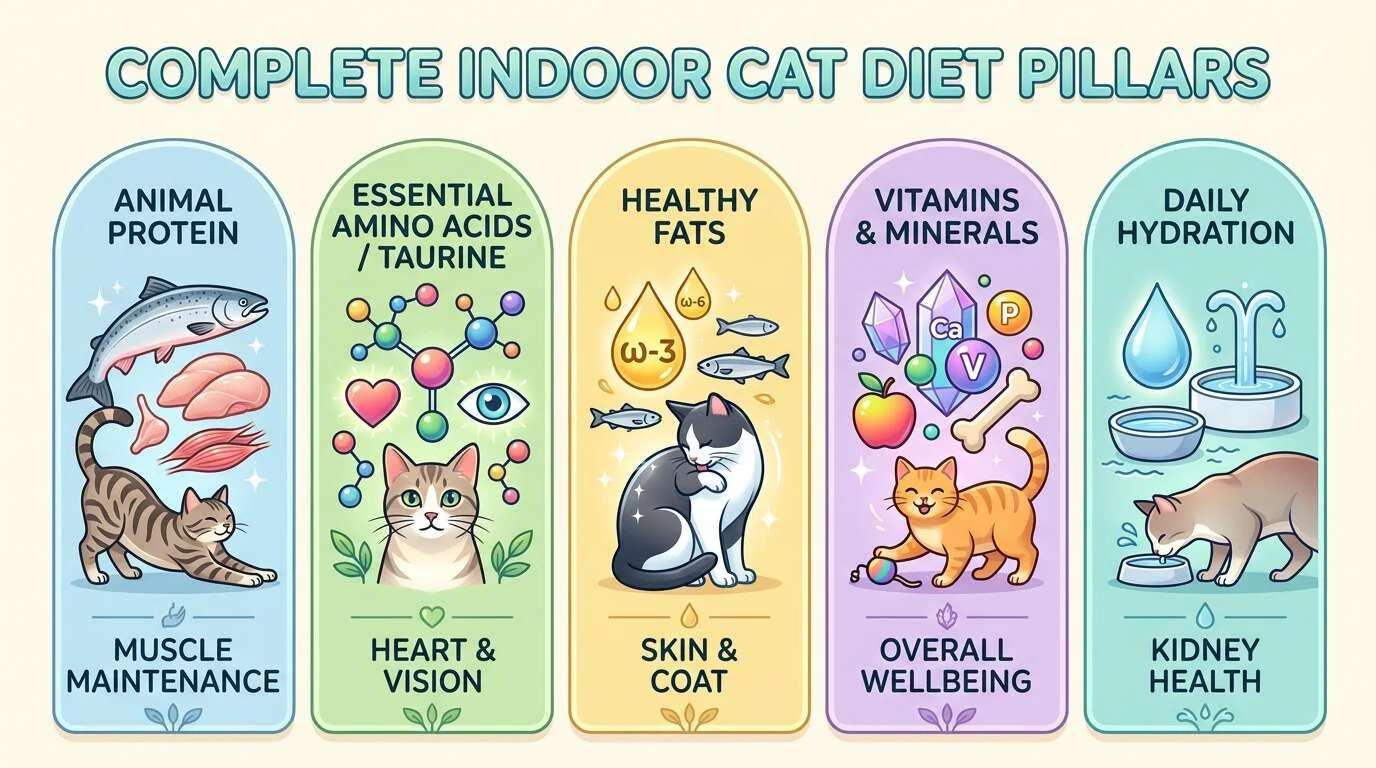 Indoor cat food nutrition pillars