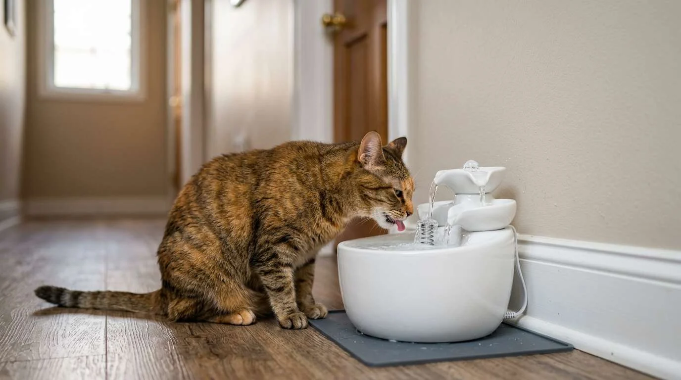 Indoor cat food water fountain