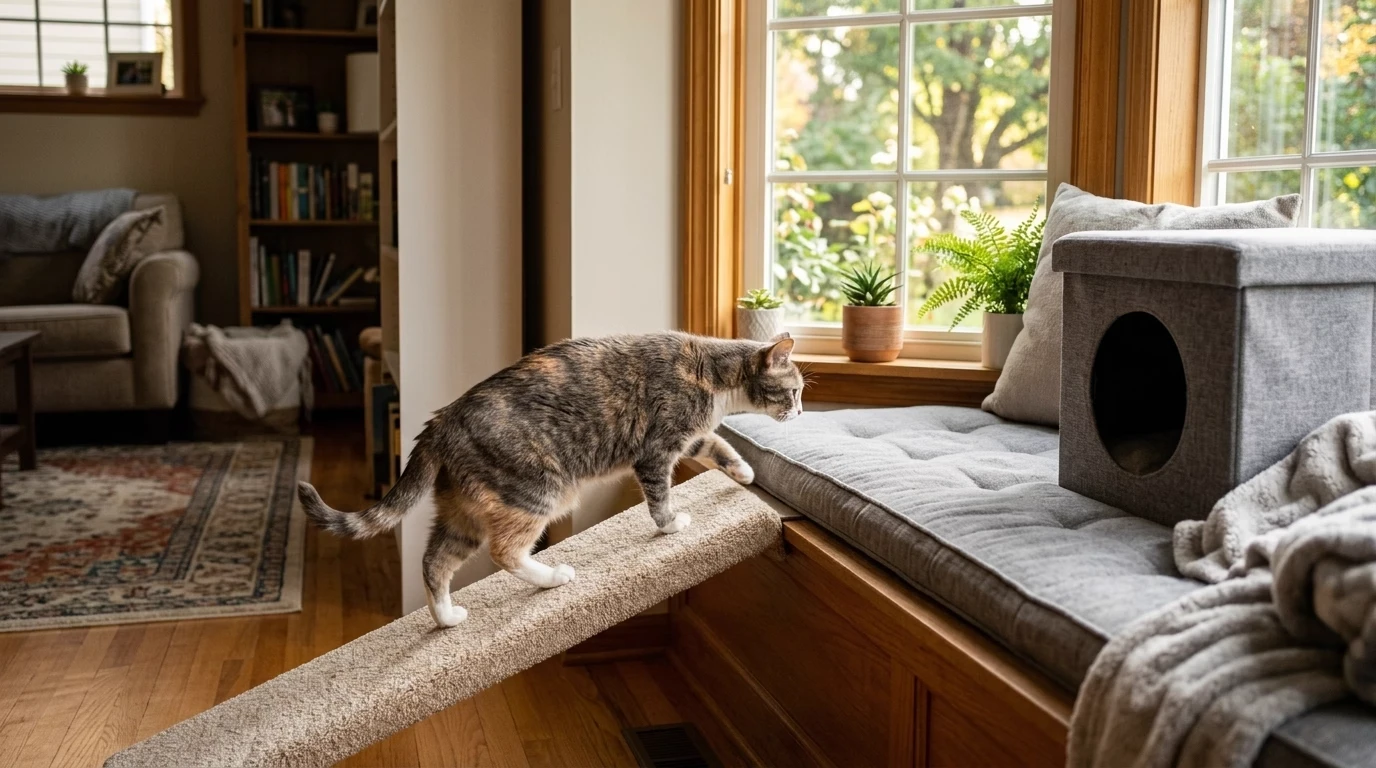 Indoor cat playground senior ramp