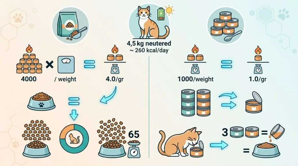 Indoor dry cat food calorie math