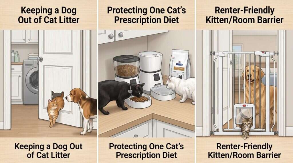 Indoor pet door for cats access control diagram