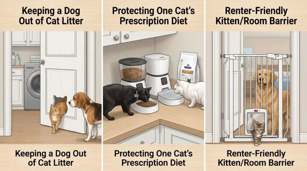 Indoor pet door for cats access control diagram