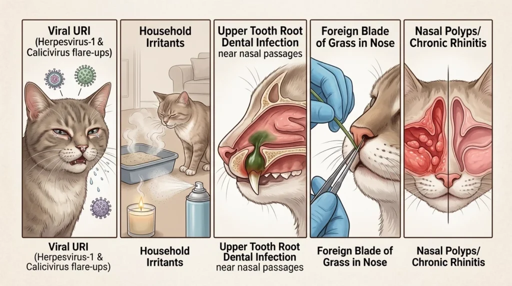 My indoor cat keeps sneezing causes infographic