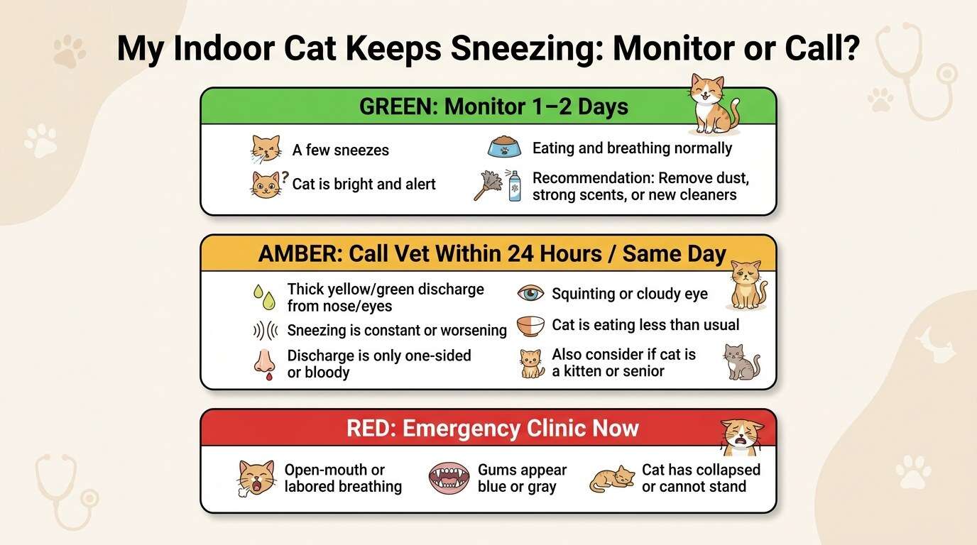 My indoor cat keeps sneezing triage traffic light chart